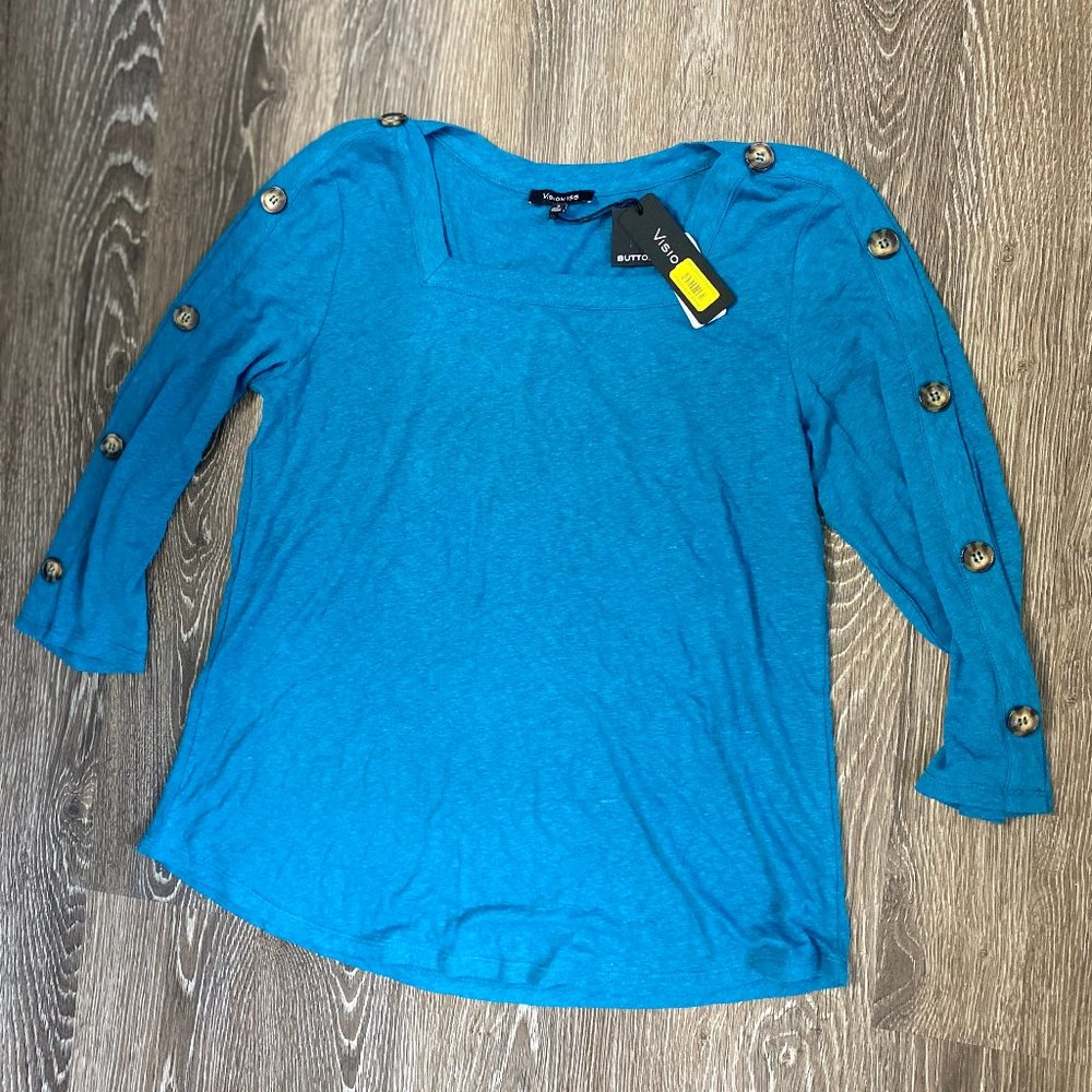 Blue Sleeve Button Blouse